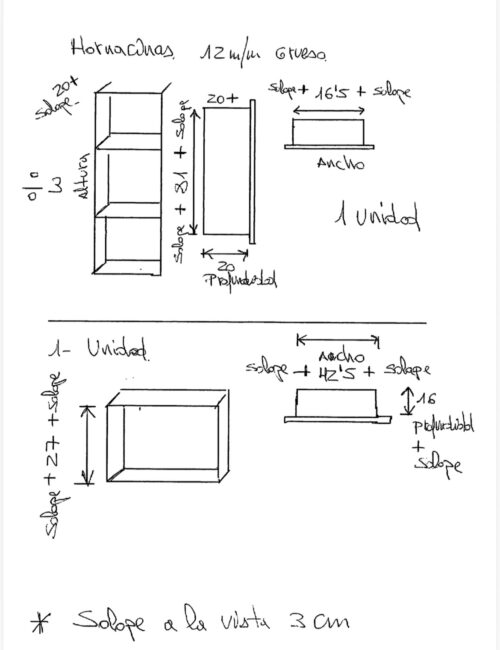 2 Uds. Hornacinas Solid Surface Corian a medida (Personalizado)
