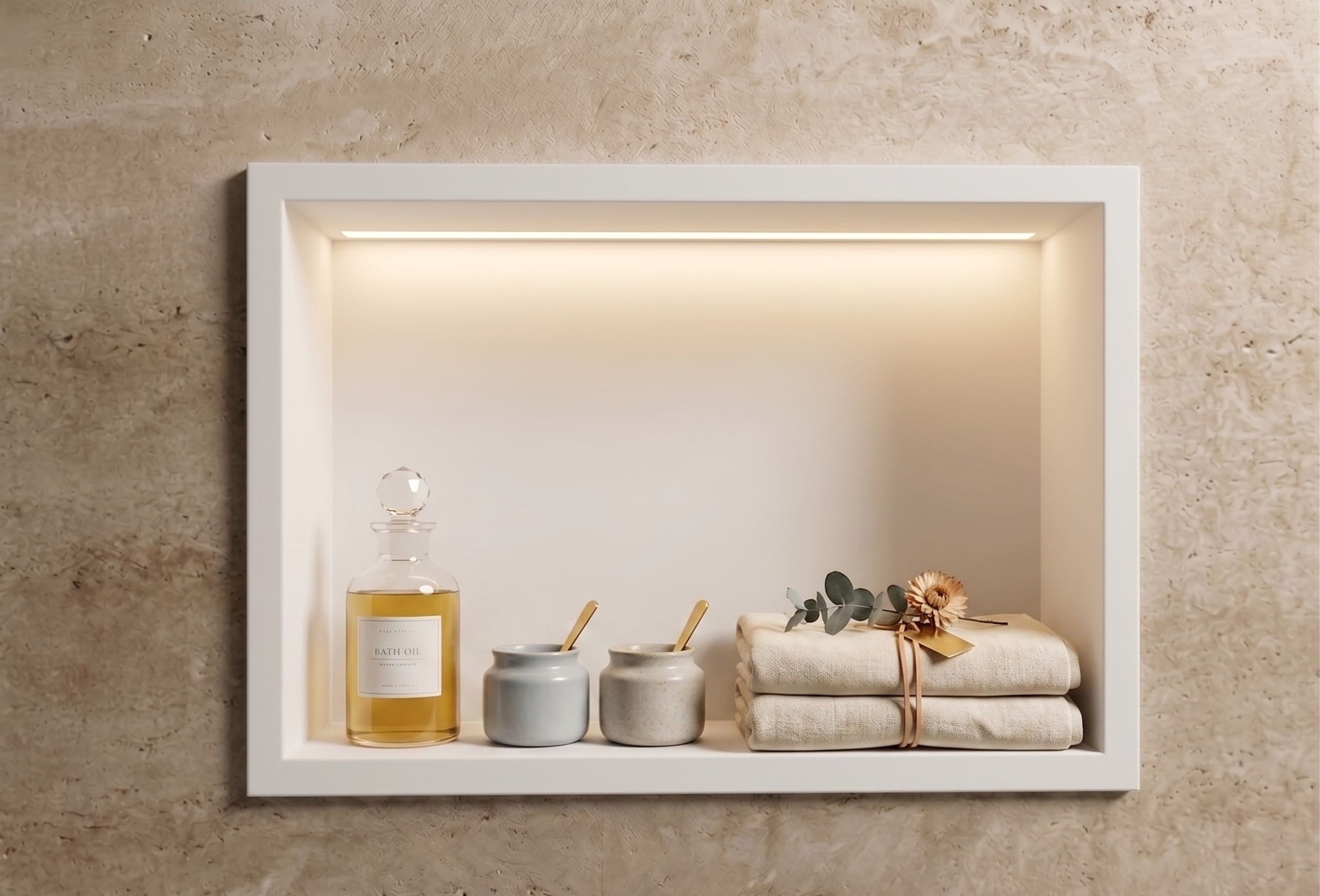 Hornacina con pestaña y LED | Corian® Glacier White - Imagen 4