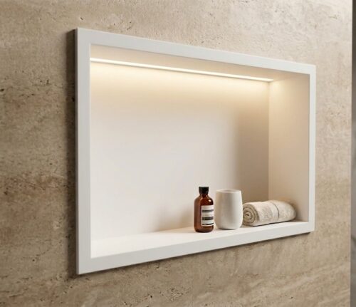 Hornacina con pestaña y LED | Corian® Glacier White