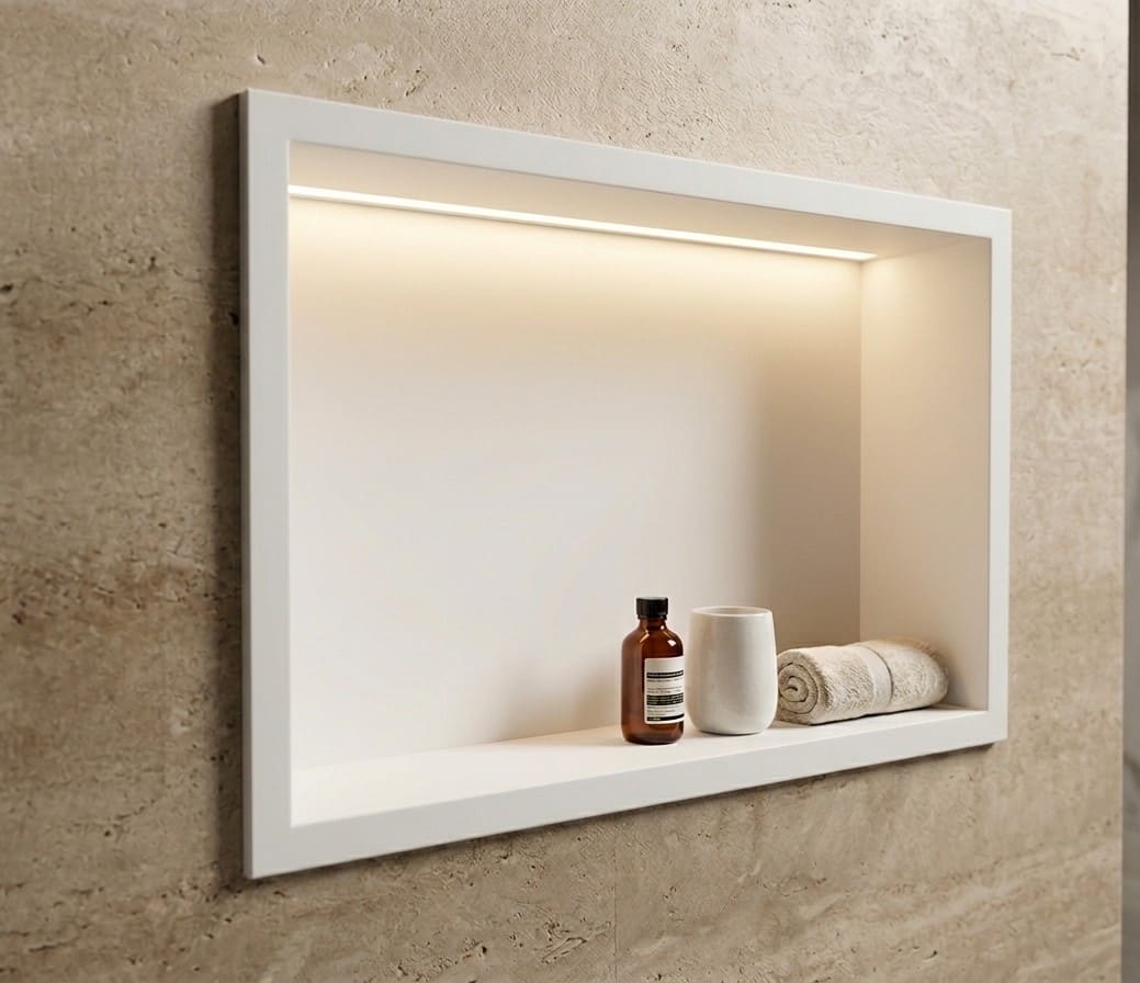 Hornacina con pestaña y LED | Corian® Glacier White