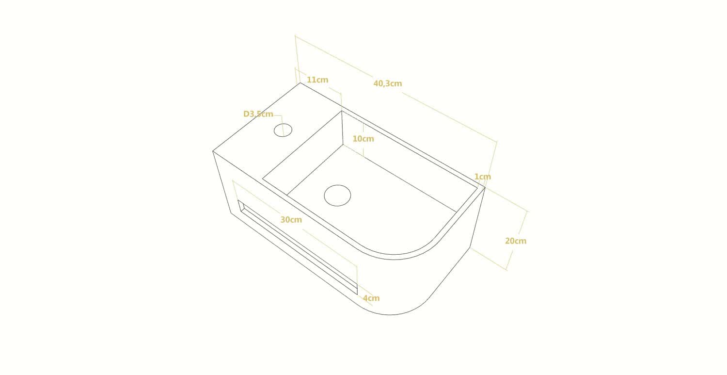 Lavabo Solid Surface corian personalizado (Celia) - Imagen 2